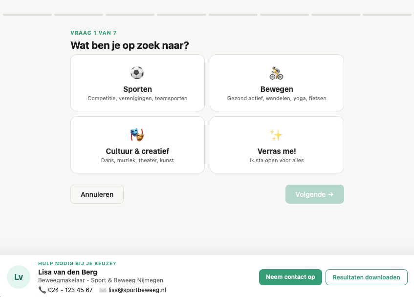 Sportwijzer platform preview